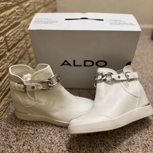 ALDO Women's White Ankle Boots with Chain Detail